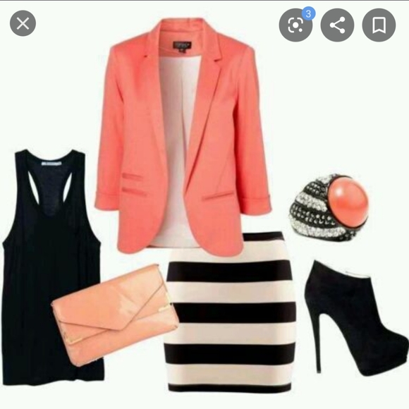 MOVING SALE! EUC H&M Coral Textured Blazer - Picture 2 of 8